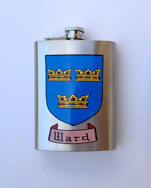 Custom Hand Painted Family Crest Hip Flask